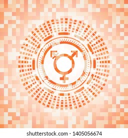 transgender icon inside abstract orange mosaic emblem