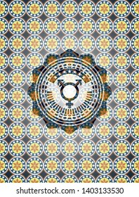 transgender icon inside arabesque badge. arabic decoration.