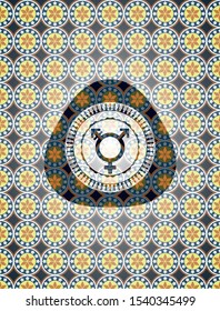 transgender icon inside arabesque badge background. arabic decoration.