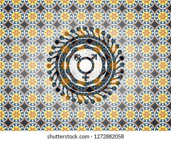 transgender icon inside arabesque style emblem. arabic decoration.