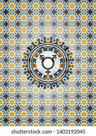 transgender icon inside arabic badge background. Arabesque decoration.
