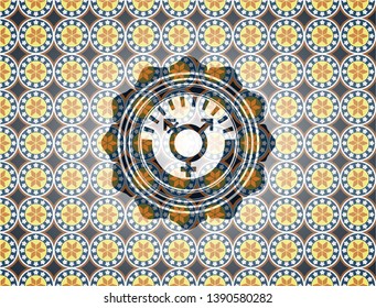 transgender icon inside arabic emblem background. Arabesque decoration.