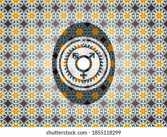 icono transgénero dentro del fondo del emblema árabe. Decoración árabe. 