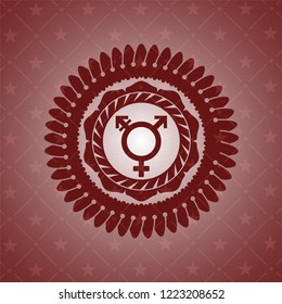transgender icon inside badge with red background