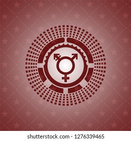 transgender icon inside badge with red background