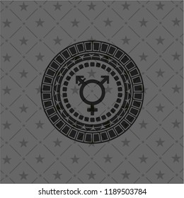 transgender icon inside black emblem. Vintage.