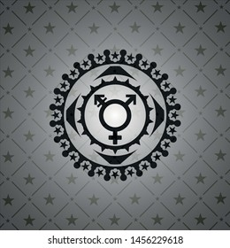transgender icon inside black emblem. Vintage.