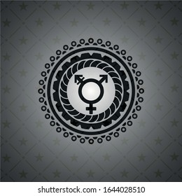 icono transgénero dentro del emblema negro. Vintage.