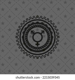 transgender icon inside black emblem. 