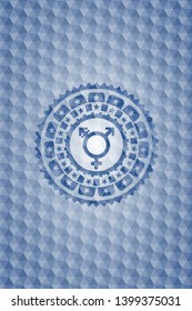 transgender icon inside blue polygonal badge.
