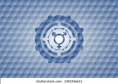 transgender icon inside blue polygonal badge.