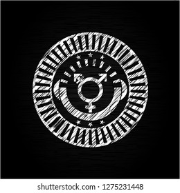 transgender icon inside chalk emblem written on a blackboard