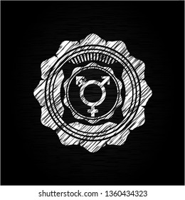 transgender icon inside chalk emblem written on a blackboard