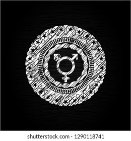 transgender icon inside chalkboard emblem written on a blackboard