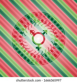 transgender icon inside christmas badge background.