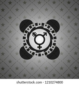 transgender icon inside dark emblem