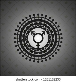 transgender icon inside dark emblem. Retro
