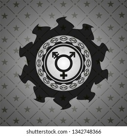 transgender icon inside dark emblem. Retro