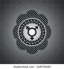transgender icon inside dark emblem. Retro