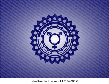 transgender icon inside denim background