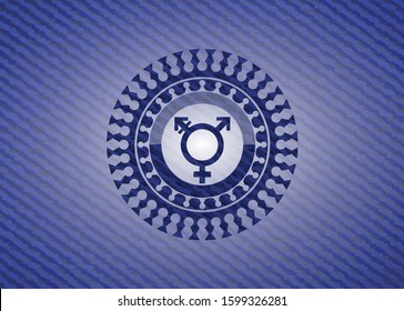 transgender icon inside emblem with denim high quality background