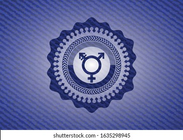 transgender icon inside emblem with denim high quality background
