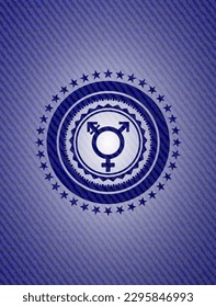 Transgender-Symbol im Emblem mit denim-hochwertigem Hintergrund. 