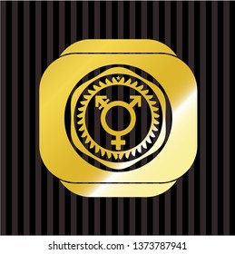 transgender icon inside gold emblem