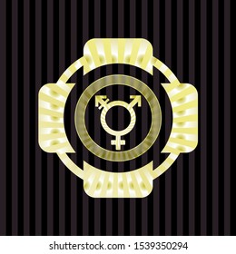 transgender icon inside golden badge or emblem