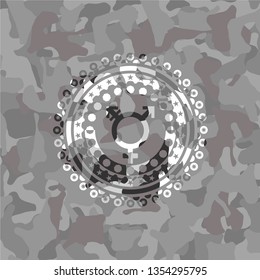 transgender icon inside grey camo texture