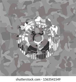 transgender icon inside grey camo emblem