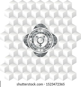 transgender icon inside grey icon or emblem with geometric cube white background