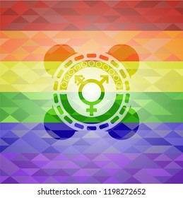 transgender icon inside lgbt colors emblem 