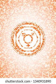 transgender icon inside orange tile background illustration. Square geometric mosaic seamless pattern with emblem inside.