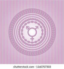 transgender icon inside pink emblem. Retro