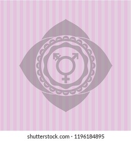 transgender icon inside pink emblem. Vintage.