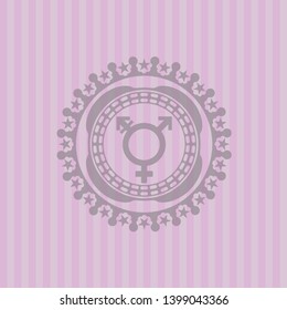 transgender icon inside pink emblem. Vintage.