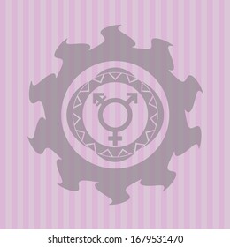 icono transgénero dentro del emblema rosa. Vintage.