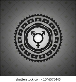 transgender icon inside realistic black emblem