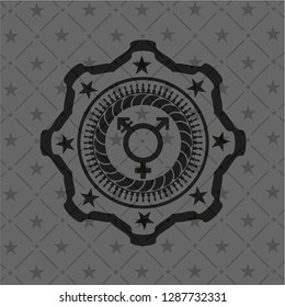 transgender icon inside realistic dark emblem