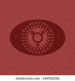 transgender icon inside realistic red emblem
