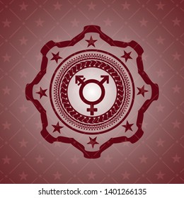 transgender icon inside realistic red emblem