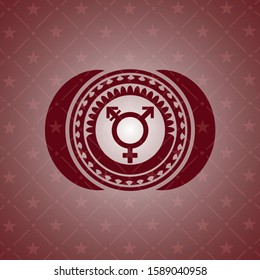 transgender icon inside realistic red emblem