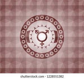 transgender icon inside red badge with geometric pattern. Seamless.