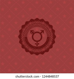transgender icon inside red emblem. Retro