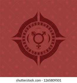 transgender icon inside red emblem. Retro