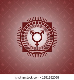 transgender icon inside red emblem