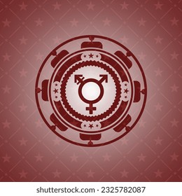 icono transgénero dentro del emblema rojo. Vintage. 