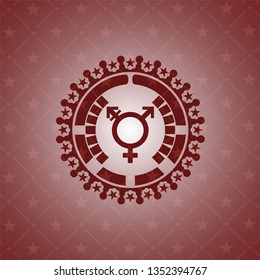 transgender icon inside retro red emblem