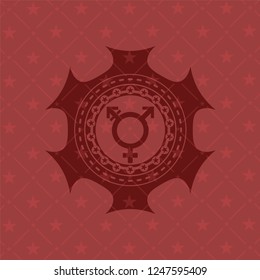 transgender icon inside retro style red emblem